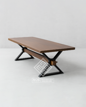 Meja Meeting Kayu Solid Industrial