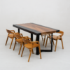 Set Meja Makan Kayu Solid dengan Resin mewah