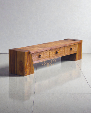 Meja TV Trembesi Solid Minimalis 3 Laci