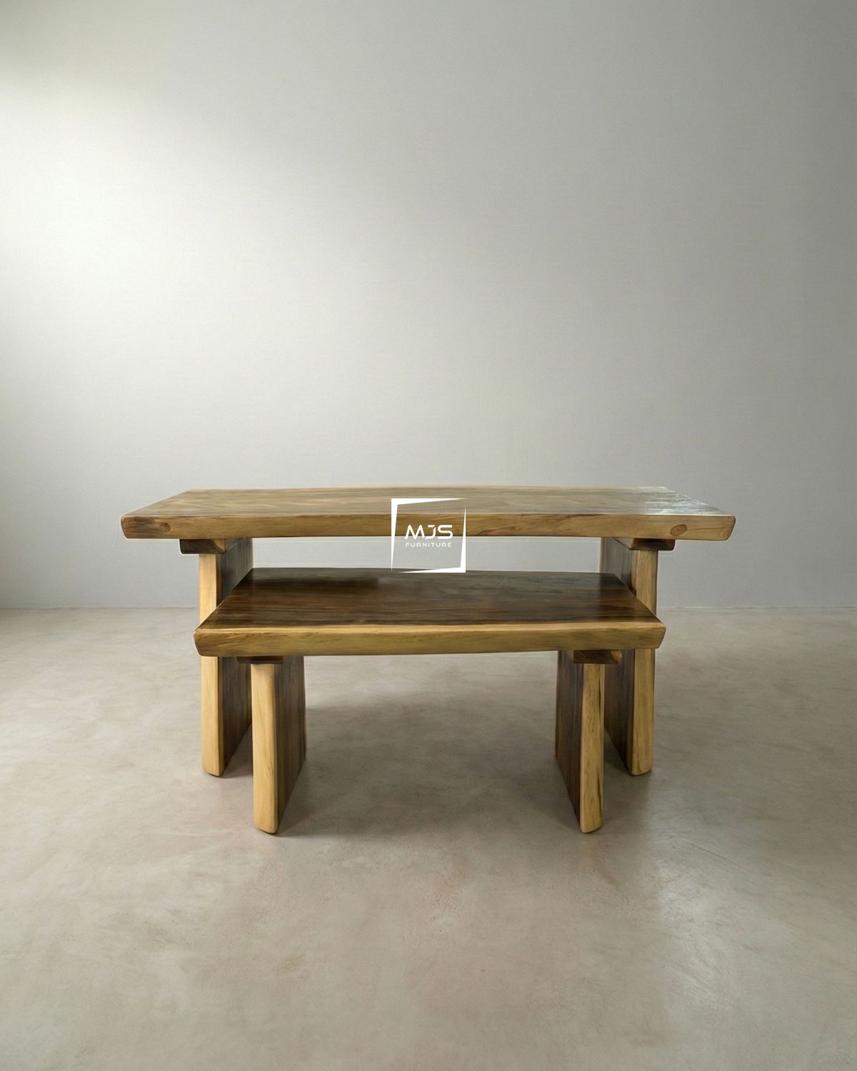 Set Meja Trembesi Susun Live Edge