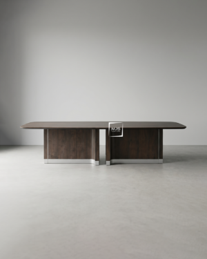 Elipseia Walnut Executive Table with Chrome Bases