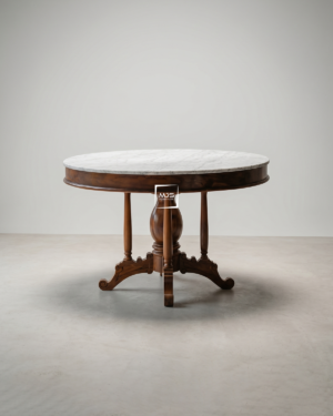 Kencana Carved Pedestal Round Marble Table