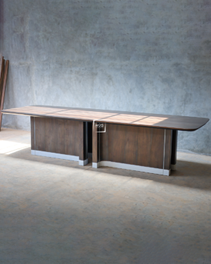 Elipseia Walnut Executive Table with Chrome Bases