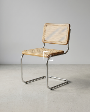 Kursi Cafe Cantilever Anyaman Rotan & Rangka Stainless 'Linear'