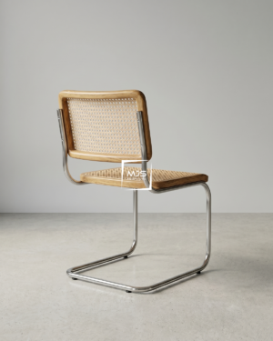 Kursi Cafe Cantilever Anyaman Rotan & Rangka Stainless 'Linear'
