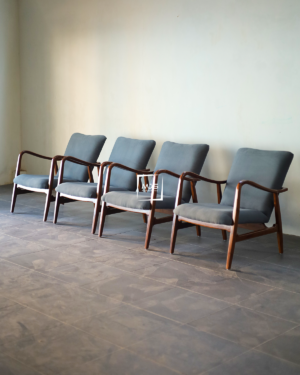 Kursi Santai Kayu Jati Retro Minimalis Jok Grey