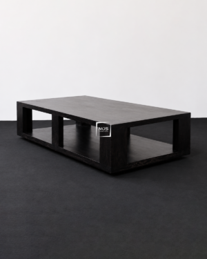 Minimalist Rectangle Coffee Table Kayu Jati Finishing Hitam