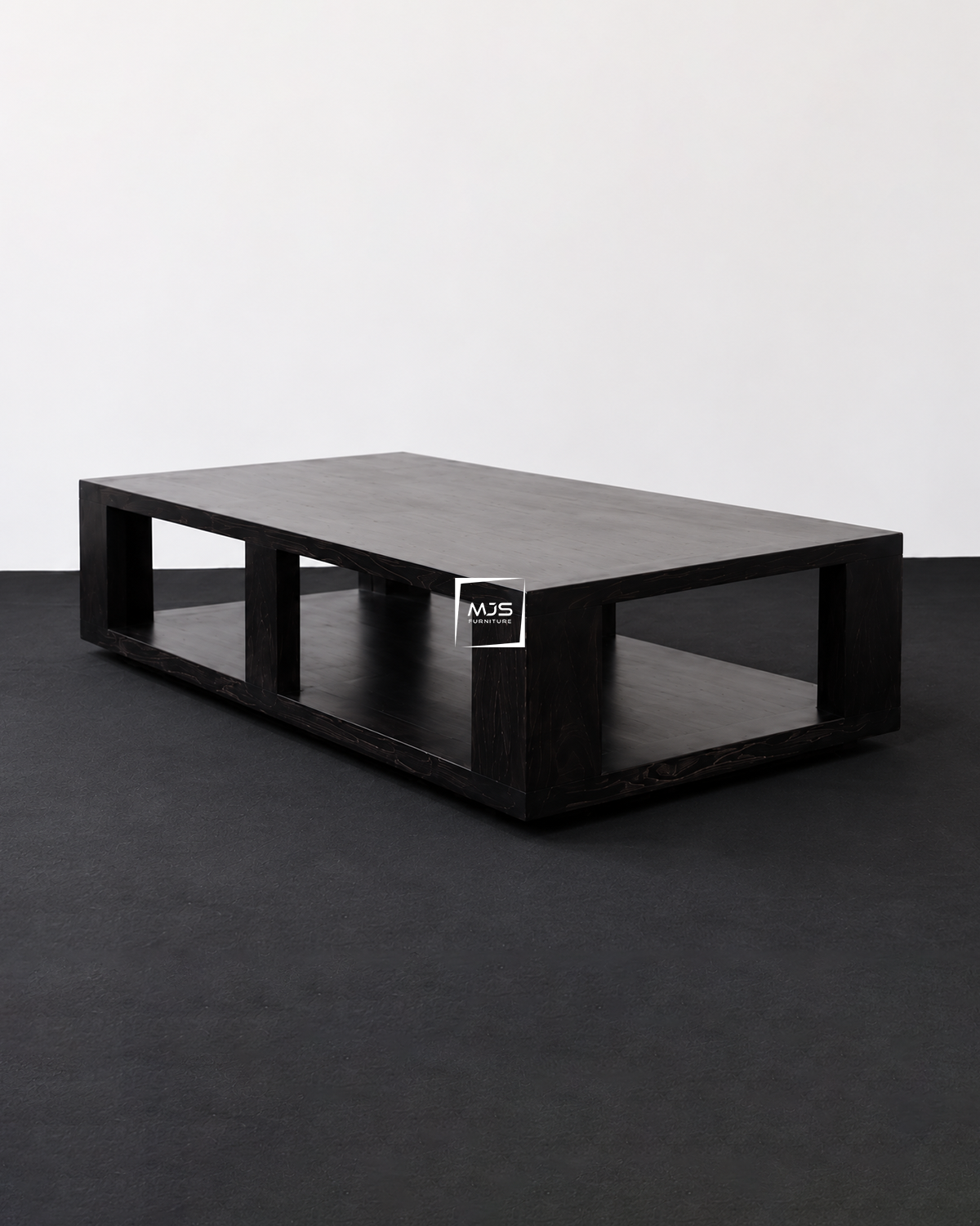 Minimalist Rectangle Coffee Table Kayu Jati Finishing Hitam