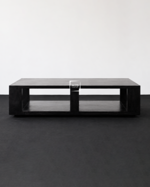 Minimalist Rectangle Coffee Table Kayu Jati Finishing Hitam