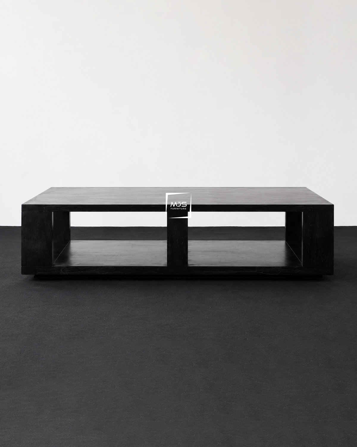 Minimalist Rectangle Coffee Table Kayu Jati Finishing Hitam