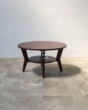 Meja Tamu Bulat Aesthetic Dark Walnut