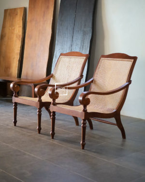 Kursi Teras Kolonial Kayu Jati Rotan Bergaya Retro