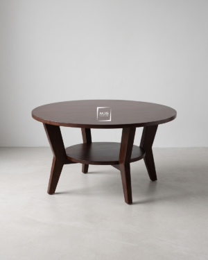 Meja Tamu Bulat Aesthetic Dark Walnut