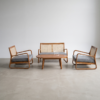 Lounge Set - Sofa Kayu Jati Retro Anyaman Rotan Estetik