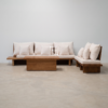 Set Sofa L Jati Minimalis dengan Meja Kopi
